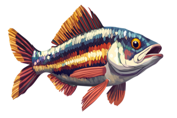Colorful tropical fish illustration on transparent background
