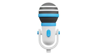3D Illustration of a Blue and White Microphone