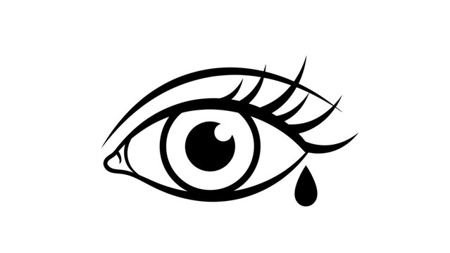 sad eye with tear drop, crying