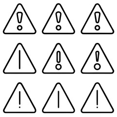 Set of warning signs isolated on transparent background