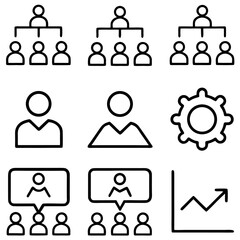 Business and management icons isolated on transparent background