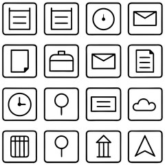 Set of office and productivity icons isolated on transparent background