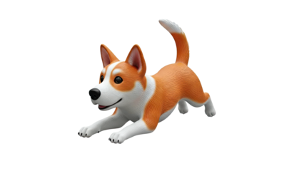 Cartoon Corgi Dog in Playful Pose