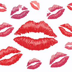 Red Lipstick Kiss Mark Vector Illustration on White Background