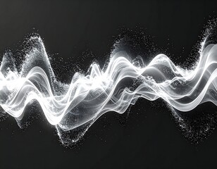 A glowing, white, wavy, abstract line on a black background