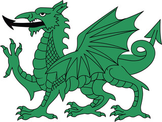 Obraz premium St david's day green dragon flag wales welsh symbol
