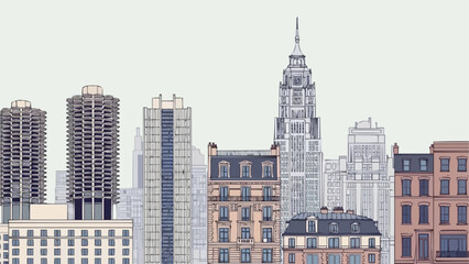 Obraz premium Modern City Skyline Buildings Architecture.