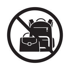 Obraz premium Isolated prohibited sign carrying backpacks, bags, pouches. Illustrated with pictogram and round prohibition symbol with cross lines