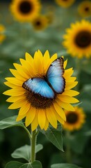 Azure Wings on Solar Bloom