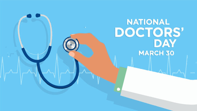 A medical professional's hand holding a stethoscope on National Doctors' Day, March 30