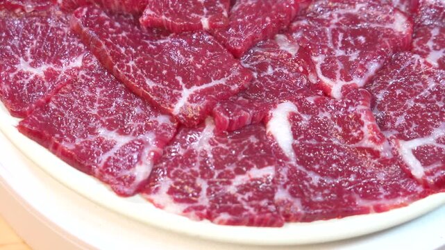 Freshly Korean beef chunk plate