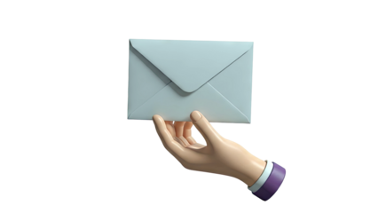 Cartoon Hand Holding a Gray Envelope