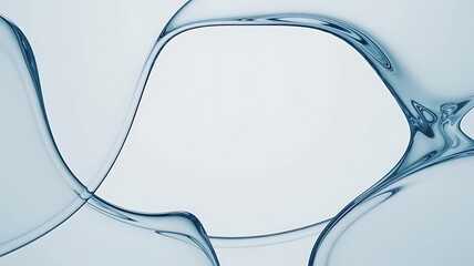 Abstract blue liquid waves forming a geometric shape on a light background