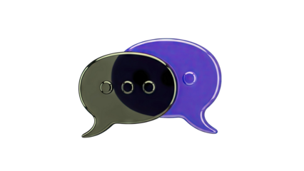 Black and Purple 3D Speech Bubbles with Ellipses