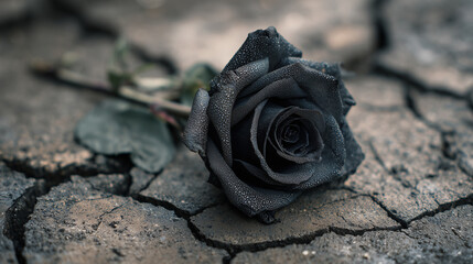 Symbolic black rose despair concept