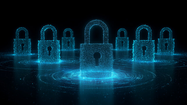 Secure digital system with lock icons - Powered by Adobe