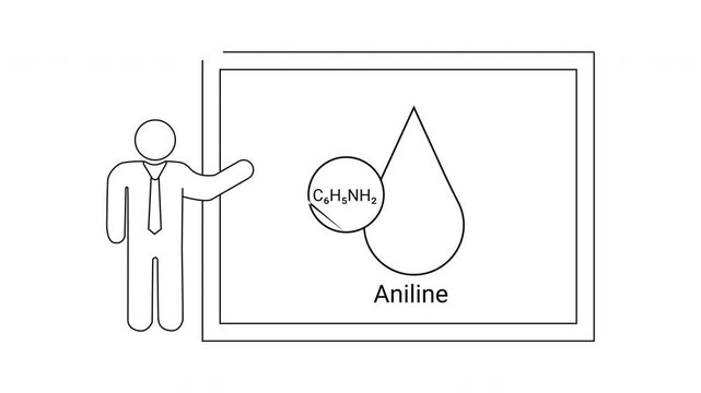 Aniline Presentation - Chemical Compound Explanation on Whiteboard.