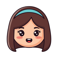 Cartoon Girl Emoji with Surprised Expression