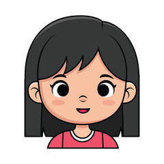 Obraz premium Smiling Cartoon Girl with Black Hair