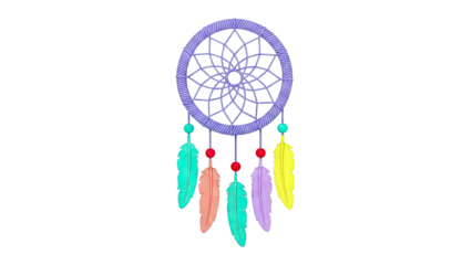 Colorful Dreamcatcher with Feathers and Beads