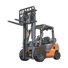 Orange Forklift Truck Isolated on White Background