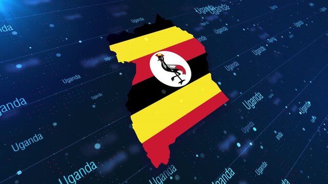 Uganda Geographic Map and Flag Animated Motion Graphic Background