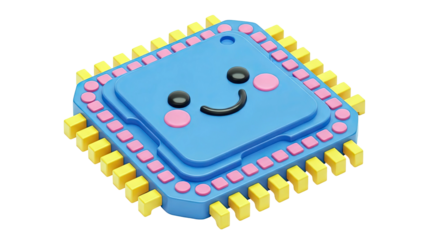 Cute Smiling CPU Chip Icon