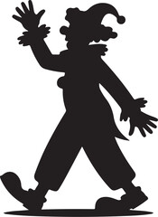 Silhouette of a Jester Walking with Arms Outstretched