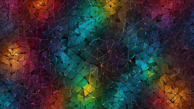 Colorful background with broken glass shards, digital art illustration - Generative AI