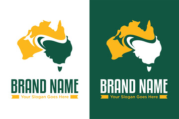 Simple modern Australia map kangaroo vector illustration logo design