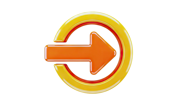 3D Orange Arrow Inside Circular Yellow Frame - Powered by Adobe