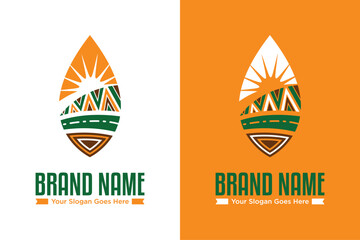 modern simple leaf sun with african pattern vector illustration logo design