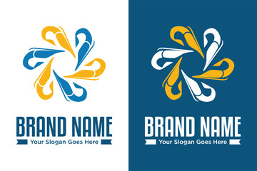 modern simple 6 shrimps group vector illustration logo design