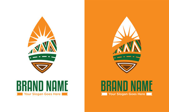modern simple leaf sun with african pattern vector illustration logo design