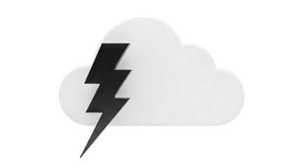 Black lightning bolt superimposed on a white cloud icon
