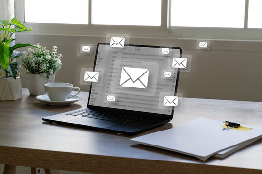Mail Communication Connection message, new mailing alert inbox contacts notification phone sending many eMail Global Letters Concept
