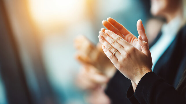Business applause team clapping office meeting success celebration corporate people hand closeup motivation support teamwork achievement business