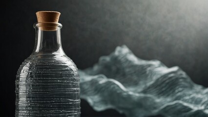Bottle of water sitting on top of table, fantasy style digital art - Generative AI