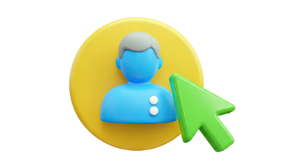 3D Icon of User Profile and Cursor