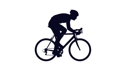 Obraz premium Cyclist Silhouette on White Background, Sport and Fitness
