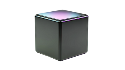 Glossy Black Rectangular Prism with Iridescent Top
