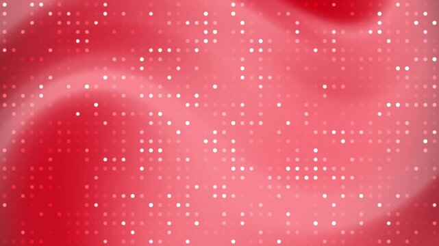 A vibrant red gradient background overlaid with a systematic grid of small glowing white dots