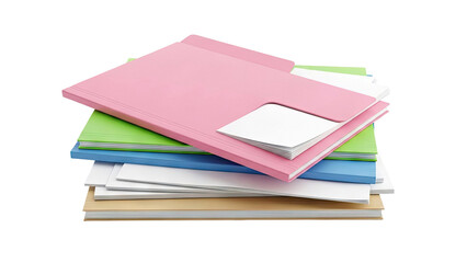 Stack of Colorful Folders and Papers