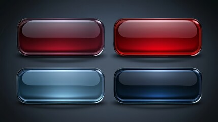 Collection of diverse glass buttons graphics for user interface design and web elements.