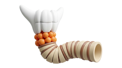 Abstract 3D representation of teeth and a segmented tube