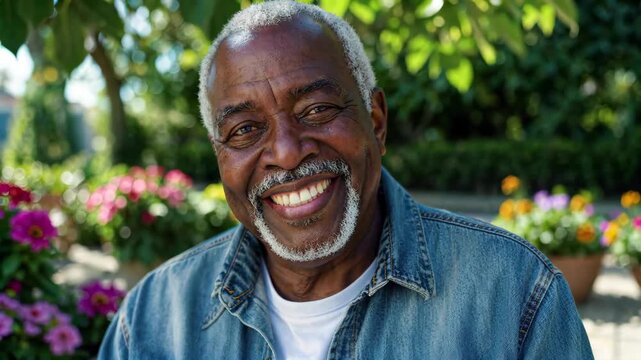 Portrait of smiling older man outdoors