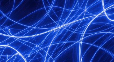 Dynamic Blue Light Trails - Abstract Swirls and Glowing Lines Background