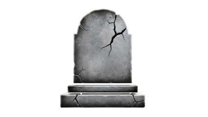 Cracked Gravestone on Pedestal