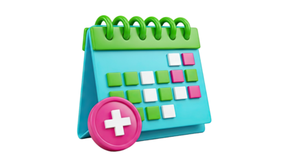 3D Calendar Icon with Plus Symbol