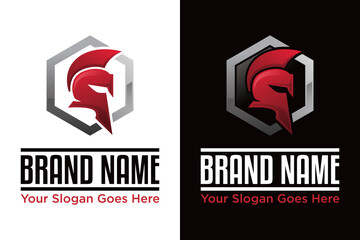 Strong and brave spartan warrior helmet circular arrow vector illustration logo design